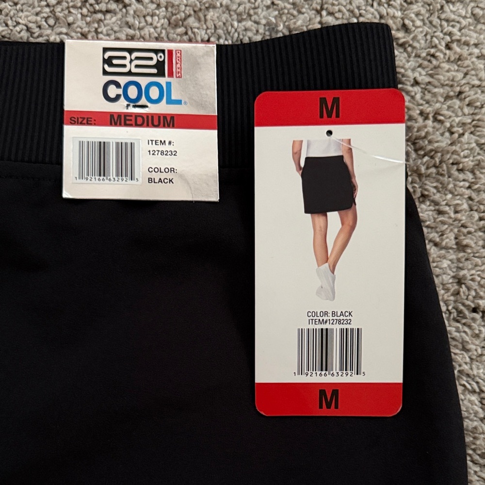 32 Degrees Cool Black Skort with pockets
